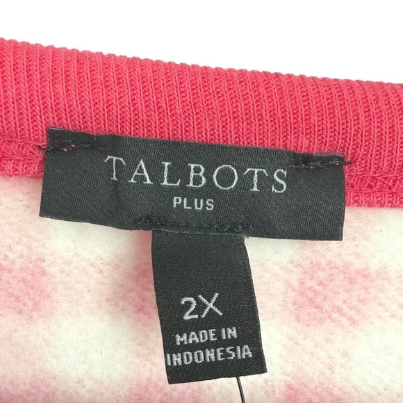 Talbots‎ Women's Gingham Check Crew Neck Sweatshirt Pink White Size 2X Casual - Picture 2 of 11